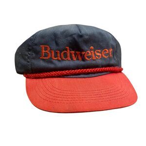 Vintage Budweiser Snapback Hat Cap Cord Anheuser Busch USA Made 90s 80s FLAWED